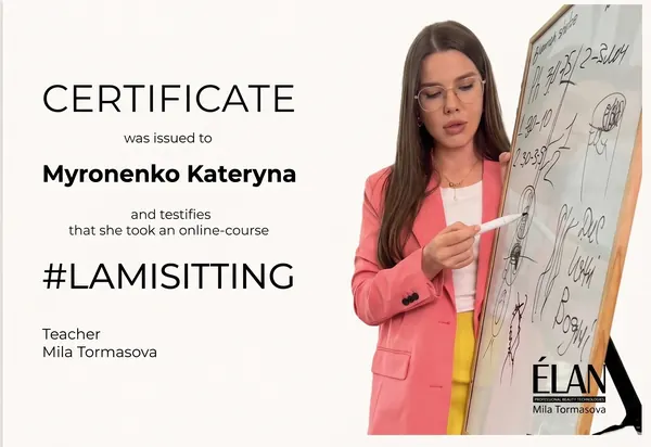 #LAMISITTING — laminace řas, Mila Tormasova / ÉLAN